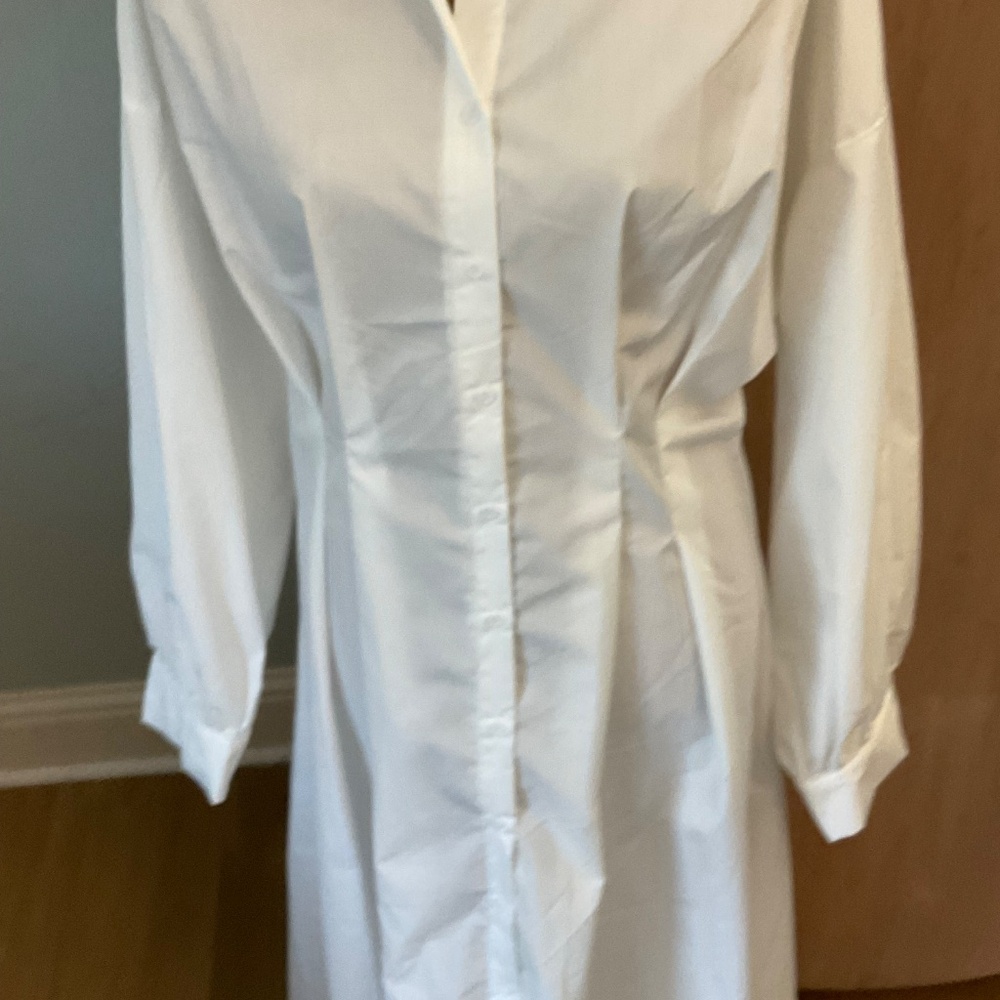 White Cotton shirt dress white Shirtdress size XL - Picture 12 of 13
